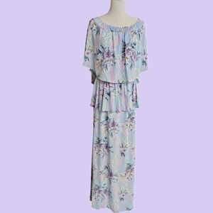 Peach Love Blue Floral Dress